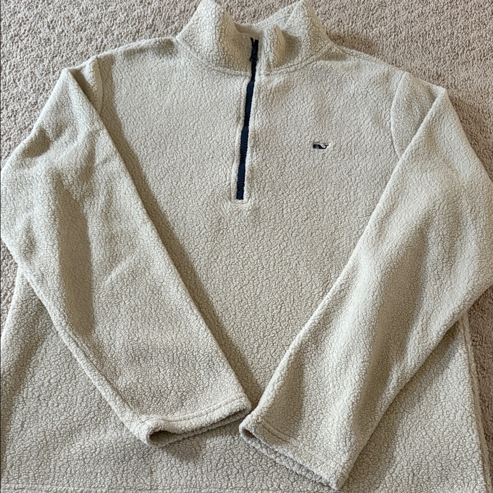 Women’s Vineyard Vines Cream Sherpa Half-Zip Pullover Size M